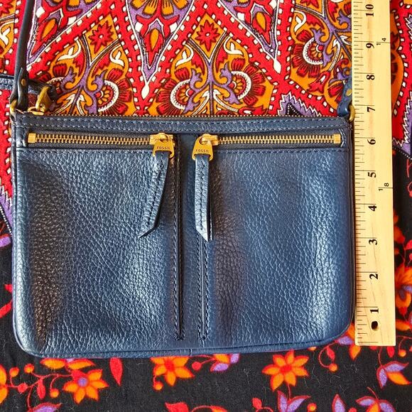 Fossil Blue Leather Cross-Body Bag - Picture 10 of 10